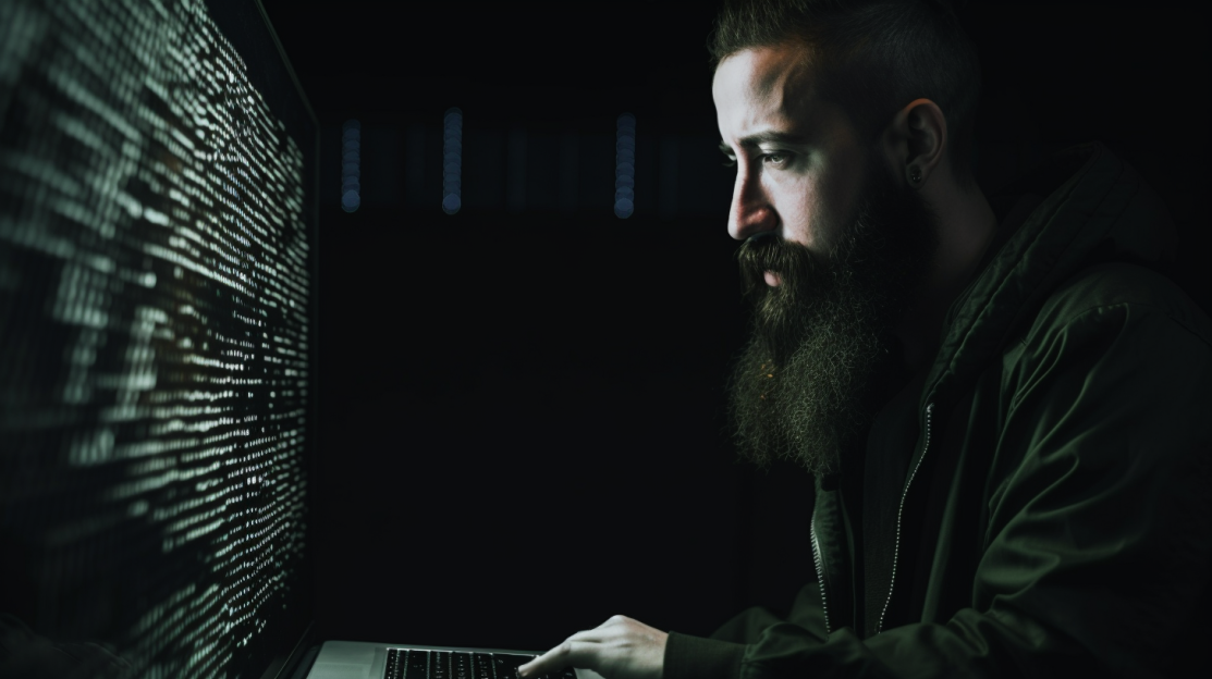 A hacker watchs the output of his terminal
