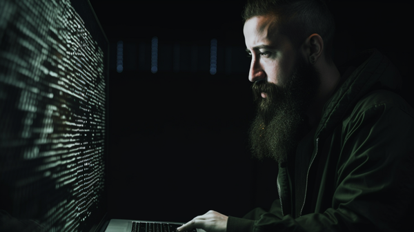 A hacker watchs the output of his terminal
